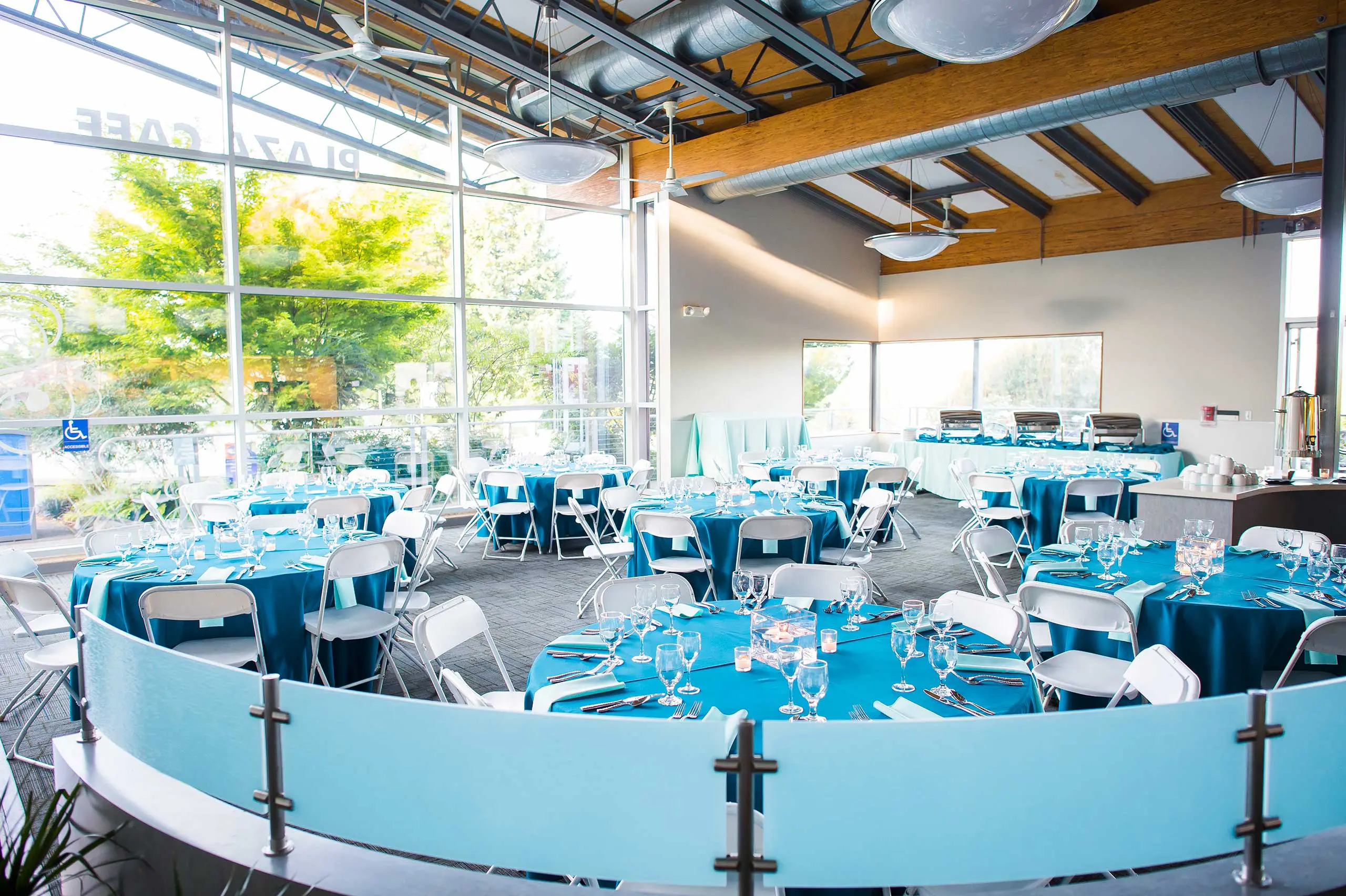 Table setting for party in Plaza Cafe