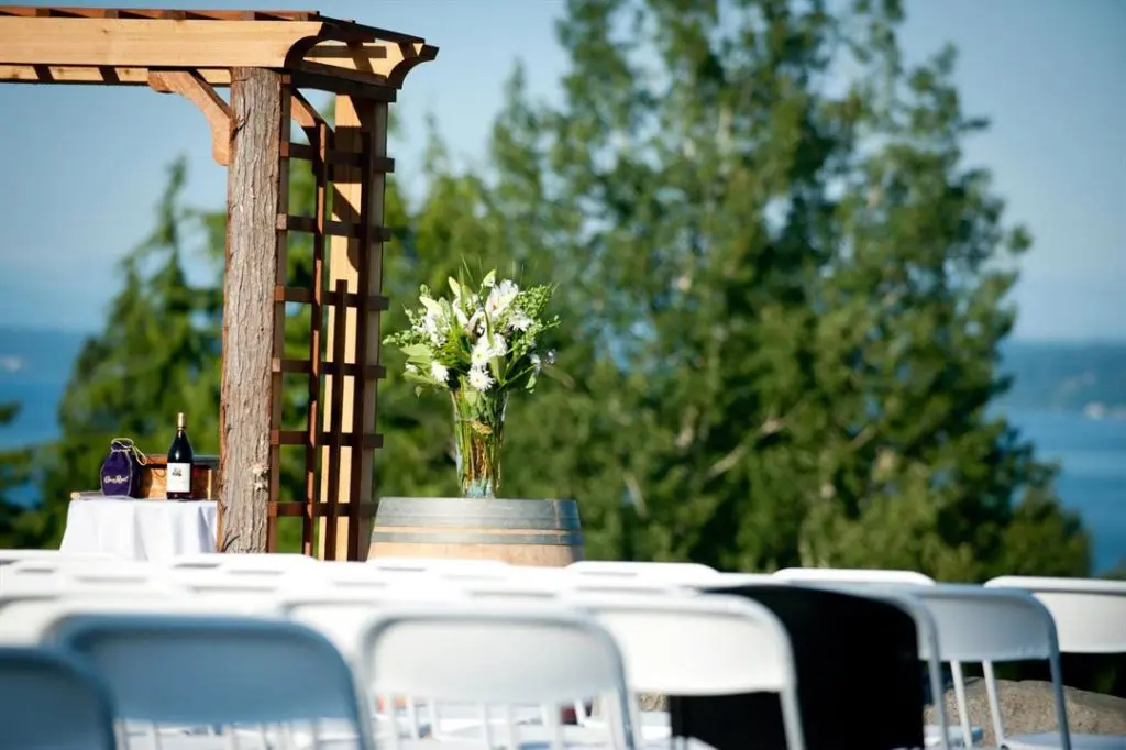 Arbor with wedding seating