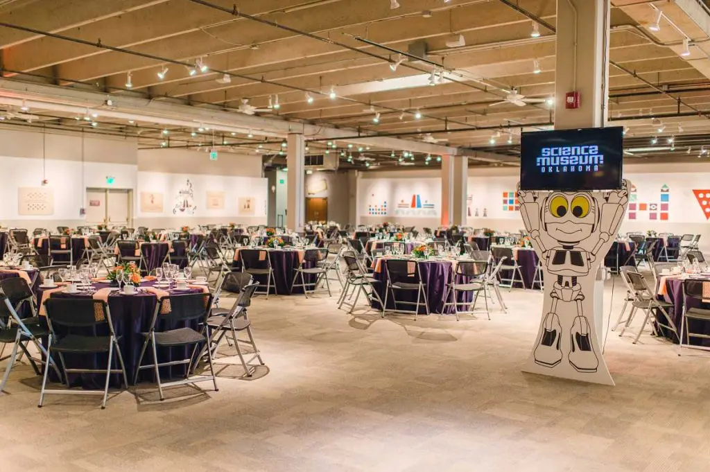 Decorated tables inside of museum