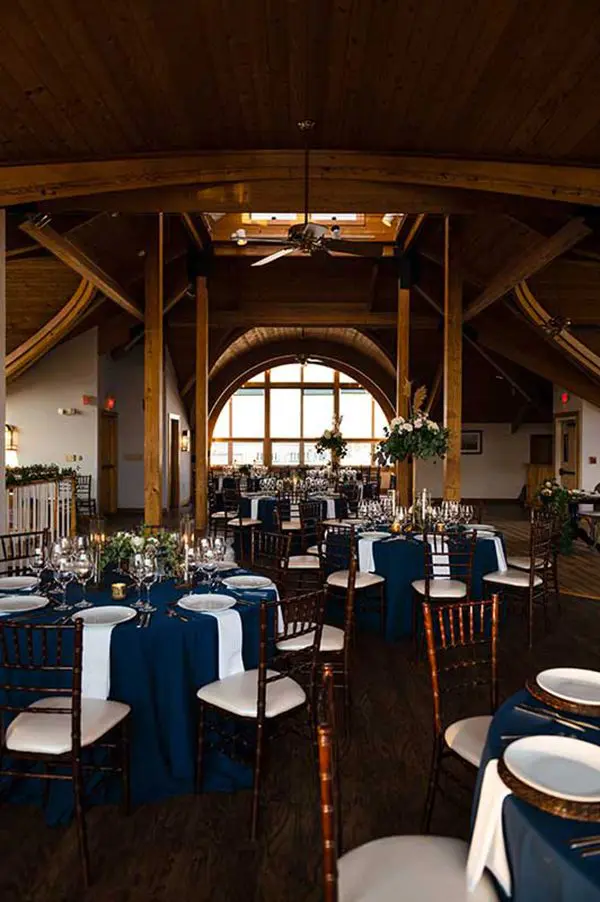 View of tables at catered event