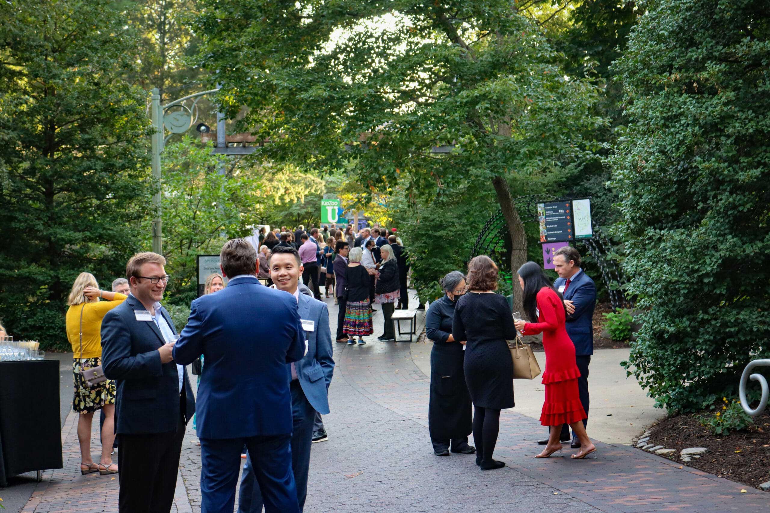 Cocktail reception in courtyard