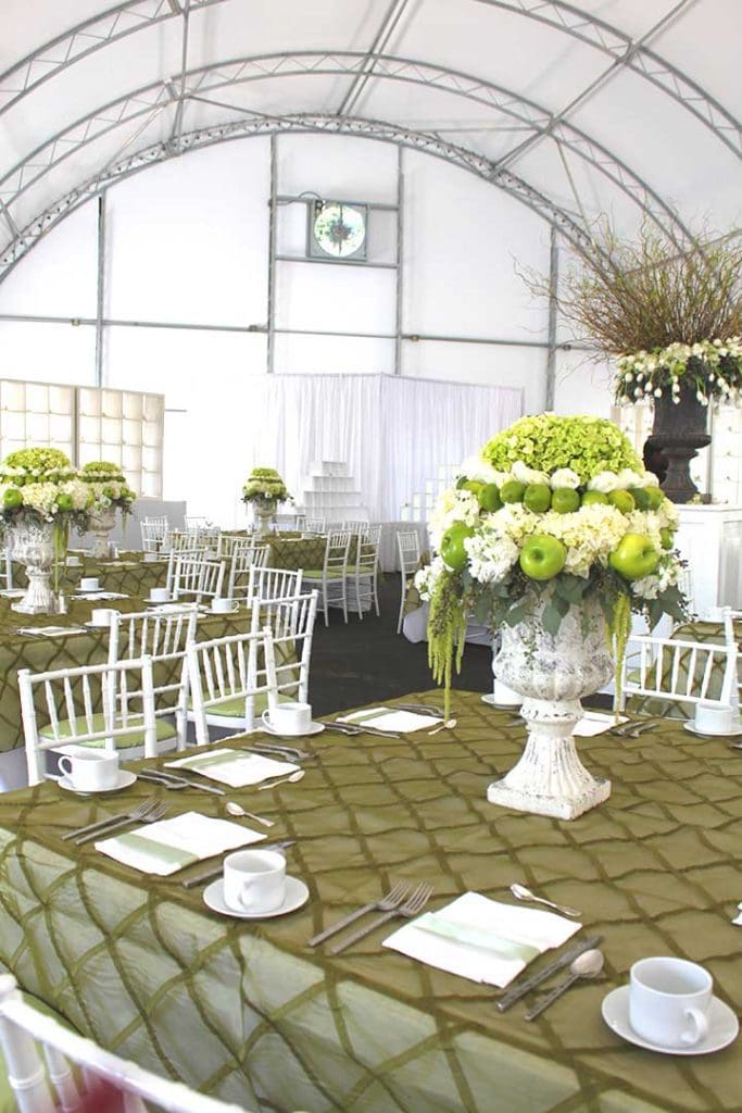 Table settings under large tent